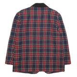 FUNDAMENTAL THINGS Womens Blue & Red Check Wool Blend Jacket UK 14 Button
