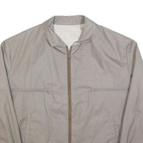Mens Beige Cotton Blend Zip Front Jacket L Plain Lightweight Casual Outerwear
