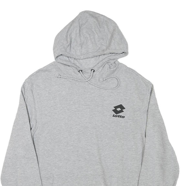 LOTTO Mens Grey Pullover Hoodie M Cotton Blend Hooded Sweatshirt