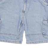 Mens Light Blue Denim Cargo Shorts XL W34 Casual Cotton Blend Pockets