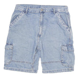 Mens Light Blue Denim Cargo Shorts XL W34 Casual Cotton Blend Pockets