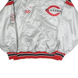 GAME Mens Silver & Red Players Nylon Jacket XL Satin Varsity Embroidered 88