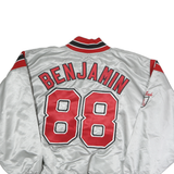 GAME Mens Silver & Red Players Nylon Jacket XL Satin Varsity Embroidered 88