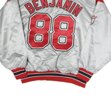 GAME Mens Silver & Red Players Nylon Jacket XL Satin Varsity Embroidered 88