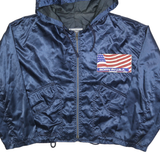 KORONES Womens Blue Polyester Jacket L Hooded Zip Plain Born In U.S.A.