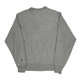Reverse Weave Champion Spellout Sweatshirt - Medium Grey Cotton