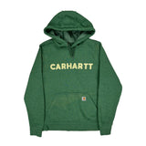 Carhartt Spellout Hoodie - Medium Green Cotton Blend