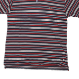TOMMY HILFIGER Mens Navy Blue & Red Striped Short Sleeve Polo Shirt L Classic