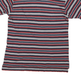 TOMMY HILFIGER Mens Navy Blue & Red Striped Short Sleeve Polo Shirt L Classic