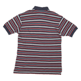 TOMMY HILFIGER Mens Navy Blue & Red Striped Short Sleeve Polo Shirt L Classic