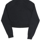 ELLESSE Womens Black Hoodie UK 10 Cropped Cotton Blend Sweatshirt