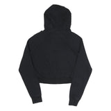 ELLESSE Womens Black Hoodie UK 10 Cropped Cotton Blend Sweatshirt