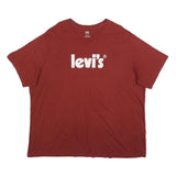 LEVI'S Mens Red Crew Neck 2XL Short Sleeve Cotton Blend T-Shirt Casual