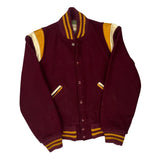 Vintage Perkins Unbranded Varsity Jacket - Medium Burgundy Wool Blend