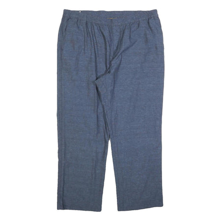Womens Relaxed Linen Blend Blue Straight Leg Trousers W40 L30 Comfortable Casual