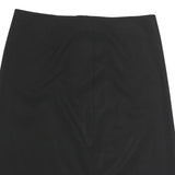 Womens Black Plain Cotton Blend Straight Knee Length Skirt M Classic Office Wear