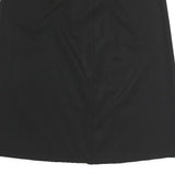 Womens Black Plain Cotton Blend Straight Knee Length Skirt M Classic Office Wear