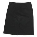 Womens Black Plain Cotton Blend Straight Knee Length Skirt M Classic Office Wear