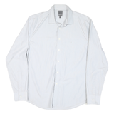 CALVIN KLEIN Mens White Plain Shirt L Classic Fit Button Collar Long Sleeve