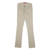 DICKIES Womens Slim Fit Beige Cotton Blend Trousers W26 L32 Zip