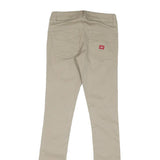 DICKIES Womens Slim Fit Beige Cotton Blend Trousers W26 L32 Zip