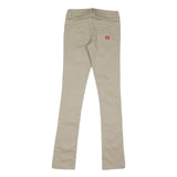 DICKIES Womens Slim Fit Beige Cotton Blend Trousers W26 L32 Zip