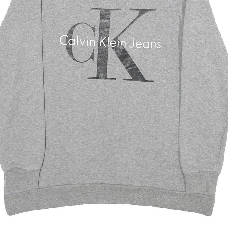 CALVIN KLEIN JEANS Womens Grey Sweatshirt Crew Neck XS Cotton Pullover Logo