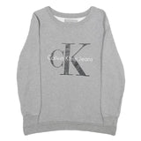 CALVIN KLEIN JEANS Womens Grey Sweatshirt Crew Neck XS Cotton Pullover Logo