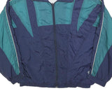 CHEROKEE Mens Blue & Teal Colourblock Zip Up Polyester Blend XL Jacket Retro