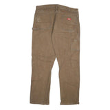 DICKIES Mens Jeans Brown Regular Straight Denim W40 L34 Workwear Cotton Blend