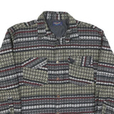 CORBATI Mens Black Beige Wool Blend Patterned Shirt XL Stylish Button Closure