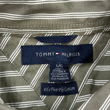 Tommy Hilfiger Striped Shirt - Large Khaki Cotton