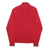 TOMMY HILFIGER Mens Red Jumper Zip Up Plain Crew Neck Basic Knit S Cotton