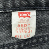 Made In USA 550 Levis Jeans - 34W 32L Black Cotton