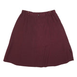 Womens Maroon Button Front Floral Embroidered A-Line Knee Length Linen Blend