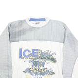 WALLEES Mens White & Grey Ice Silver Crew Neck S Sweatshirt Cotton Blend Casual