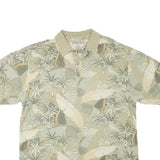 MONTEGO MON Mens Beige Green Floral Short Sleeve Polo Shirt L Cotton Blend