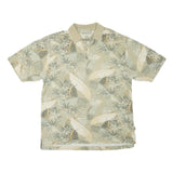 MONTEGO MON Mens Beige Green Floral Short Sleeve Polo Shirt L Cotton Blend