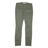LEVI'S Womens Cotton Blend Slim Green Trousers W30 L30 Casual Zip Closure