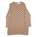 GANNI Womens Beige & Black Polka Dot Day Dress Viscose Long Sleeve Midi M