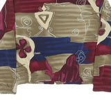 BLAZER GLORY Womens Burgundy & Blue Abstract Print Jacket L Polyester Zip