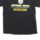 NFL Mens Black Steelers Football Graphic T-Shirt L Short Sleeve Crew Neck