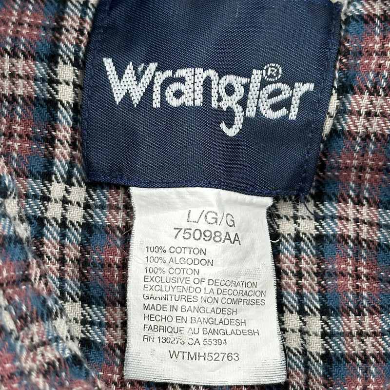 Wrangler Checked Flannel Shirt - Large Multicoloured Cotton