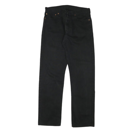 LEVI'S Mens Cotton Blend Black Regular Straight Trousers W33 L32 Classic Zip