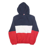 Mens Navy White & Red Colourblock Casual Cotton Hooded Jacket M Zip Plain