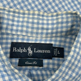 Ralph Lauren Checked Short Sleeve Shirt - Large Blue Cotton