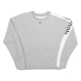 REEBOK Womens Grey & White Sweatshirt Crew Neck L Cotton Blend Pullover
