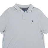 NAUTICA Mens Blue Short Sleeve Plain L Cotton Polo Shirt Classic Fit