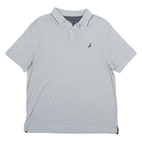 NAUTICA Mens Blue Short Sleeve Plain L Cotton Polo Shirt Classic Fit