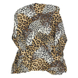 KWAI Womens Brown Black & White Animal Print Shirt Long Sleeve Collared M